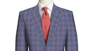 Red Check on Blue Super 130's Suit