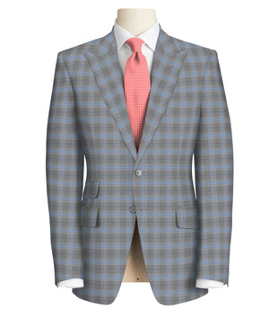 Sky Blue Check on Light Grey Super 130's Suit