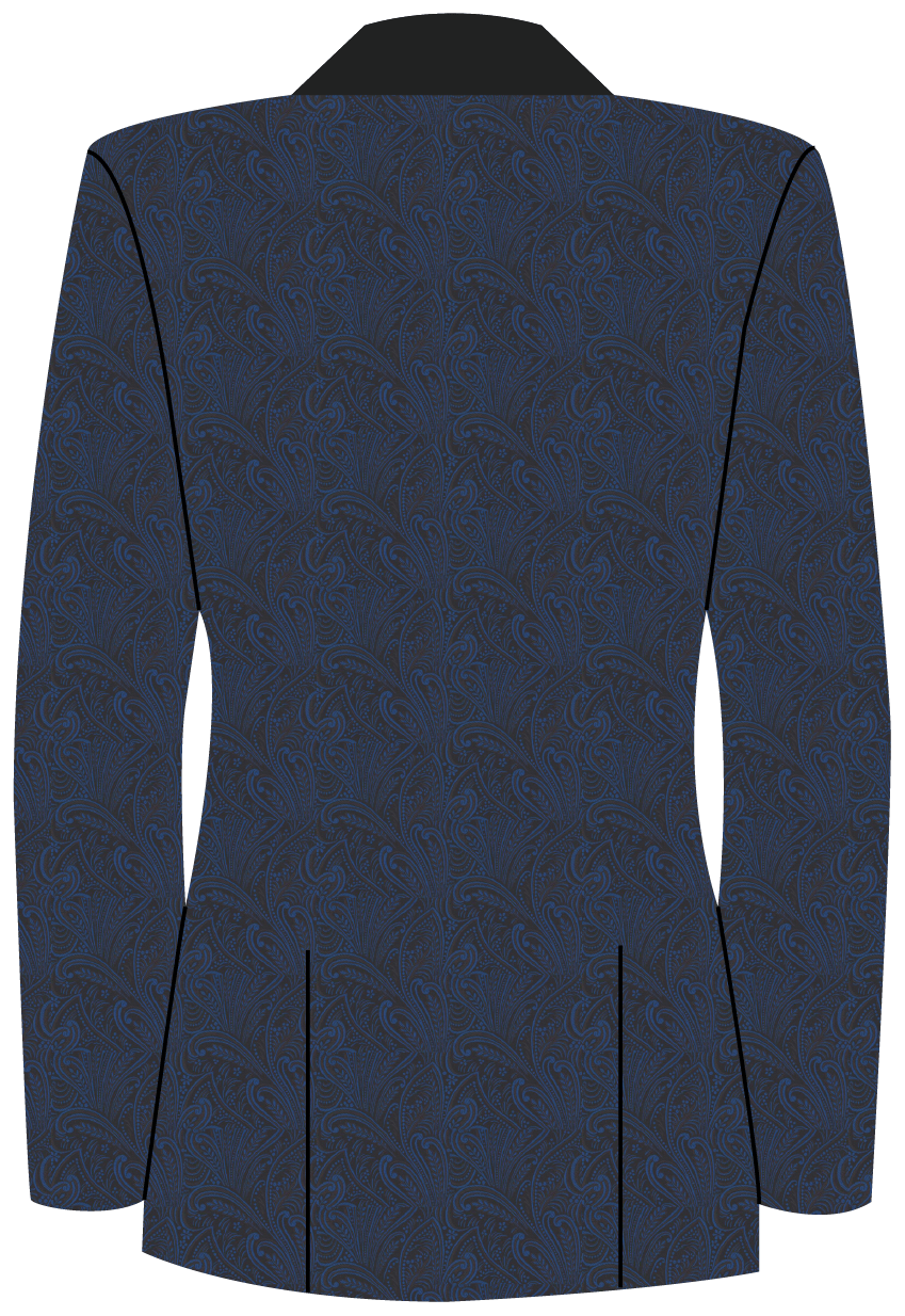 Black and Electric Blue Floral Jaquard Events Jacket