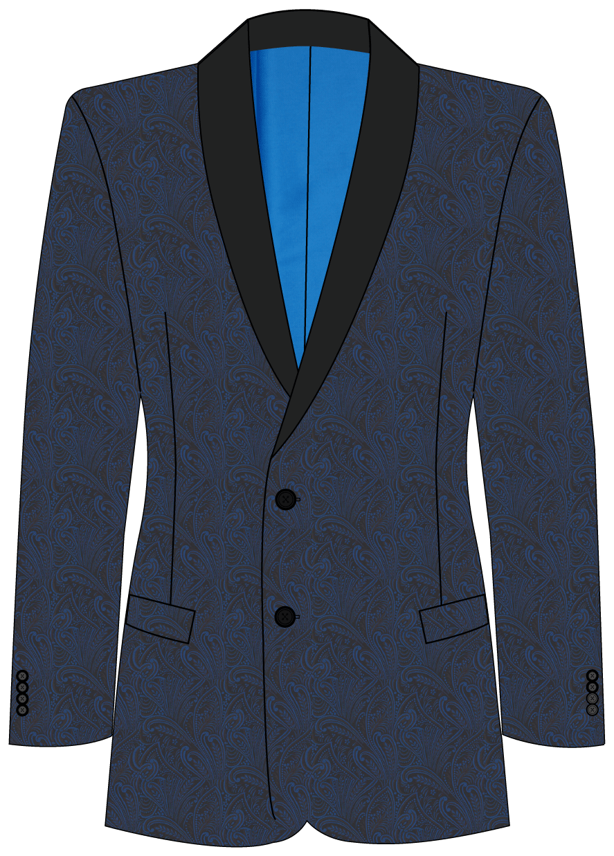 Black and Electric Blue Floral Jaquard Events Jacket