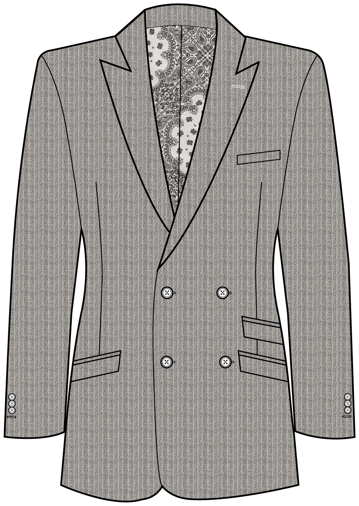 Dalton Flannel Grey with Stripe Three Piece