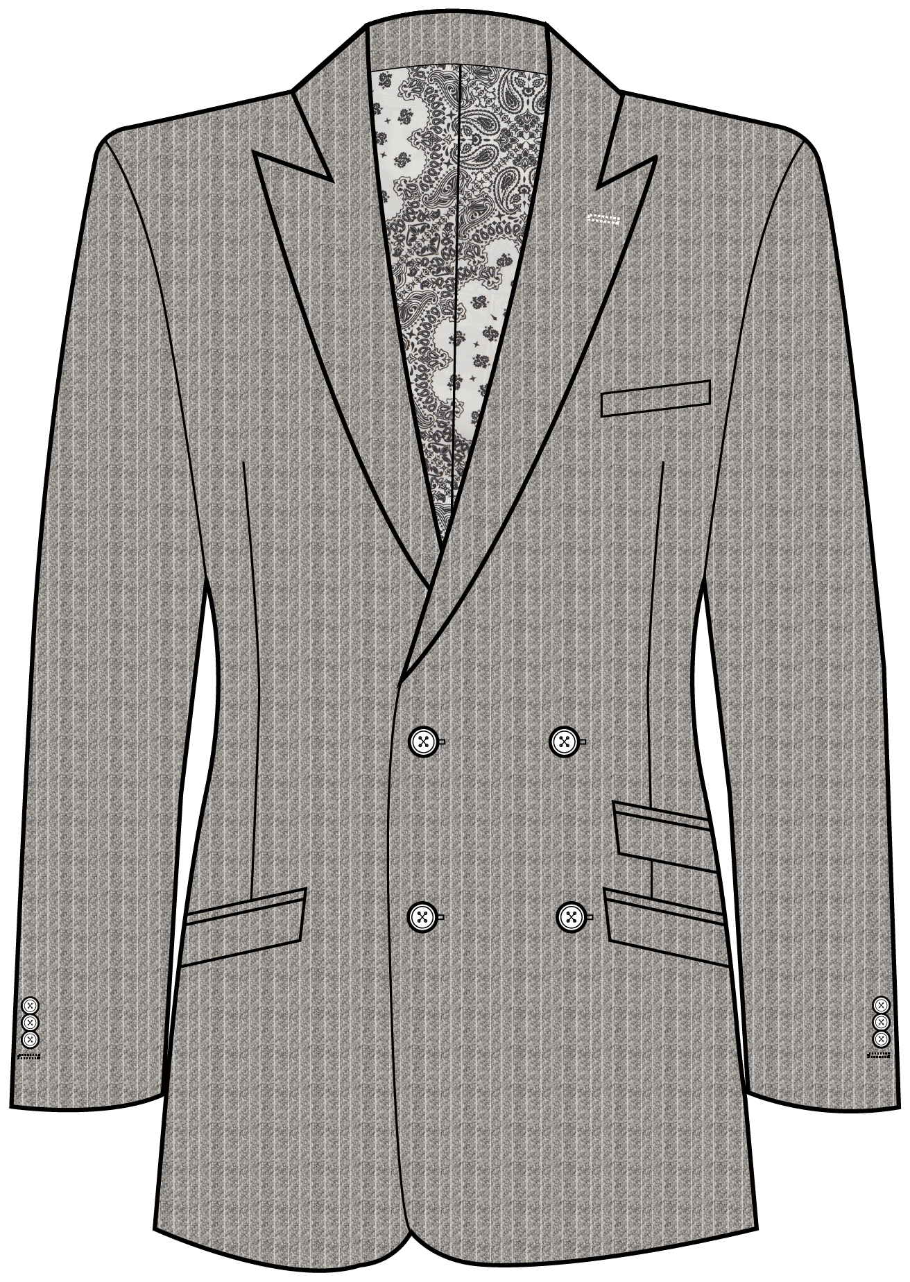 Dalton Flannel Grey with Stripe Three Piece