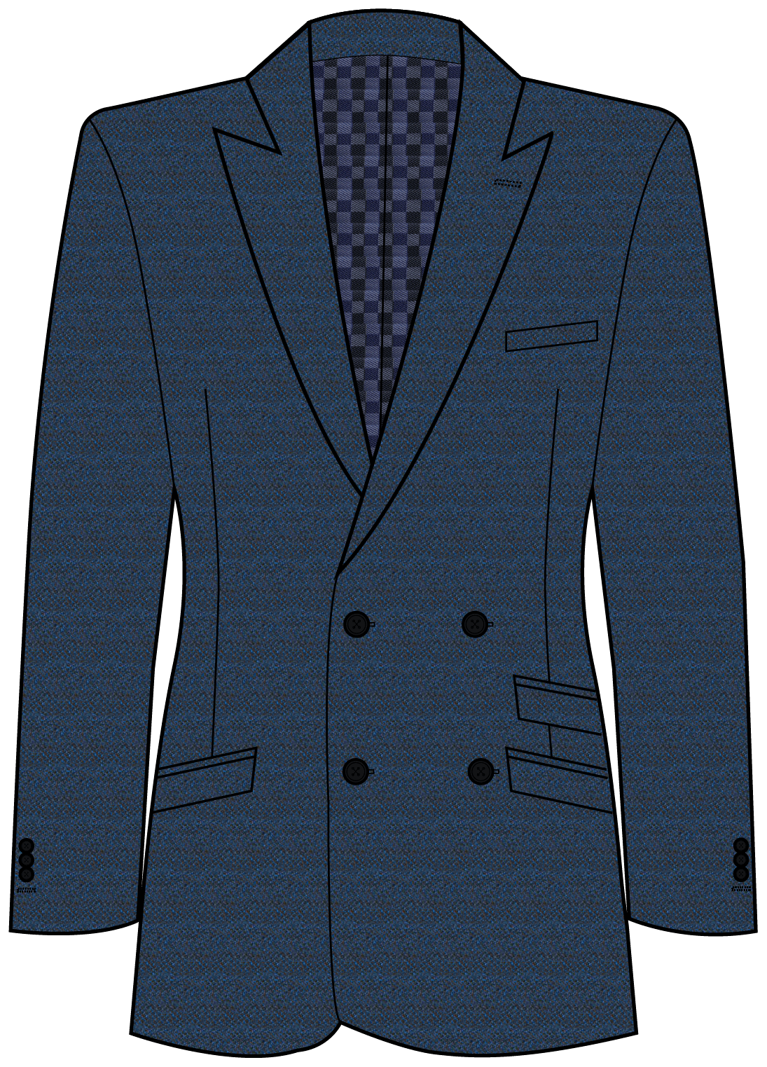 Dalton Flannel Navy Tram Check Three-Piece