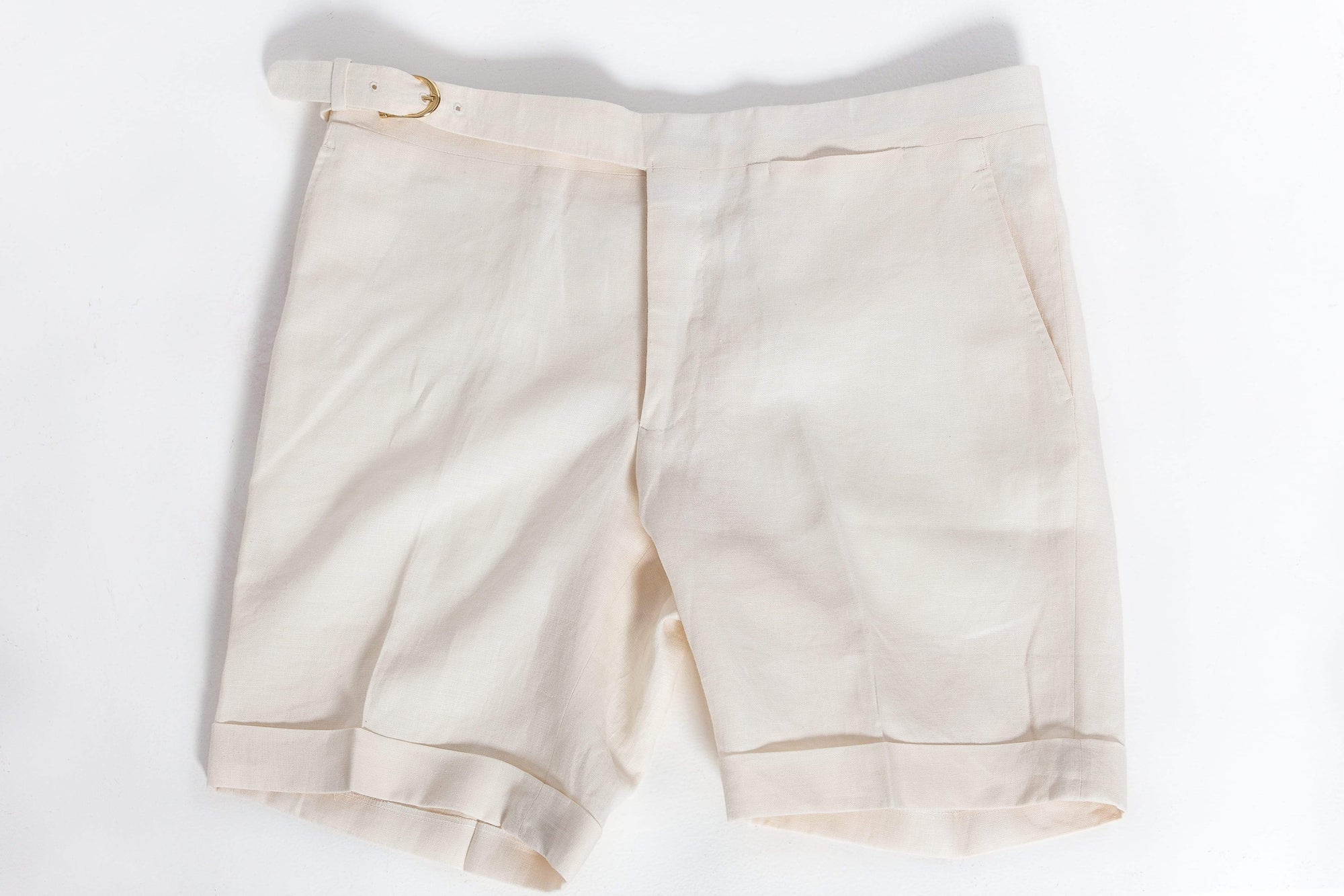 Men's Belted Short  Loro Piana- Lingo Luxe Ivory Linen