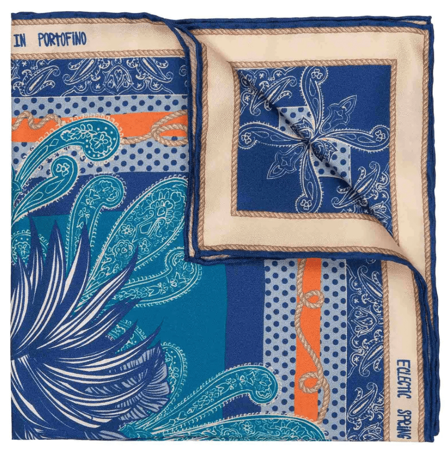 SÉRA- ECLECTIC SPRING IN PORTOFINO- SILK  POCKET SQUARE