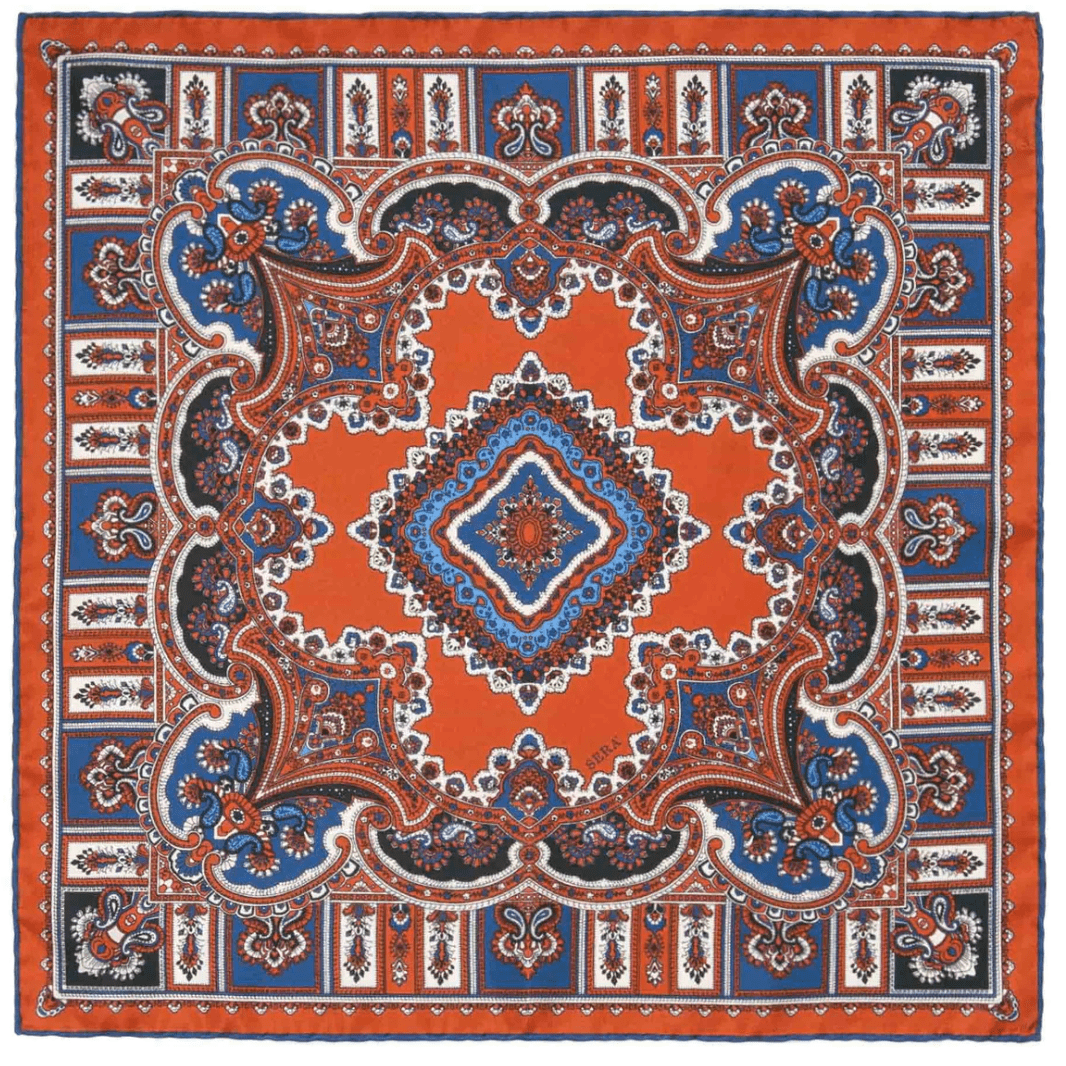 SÉRA- LEATHER BAROLO- SILK POCKET SQUARE