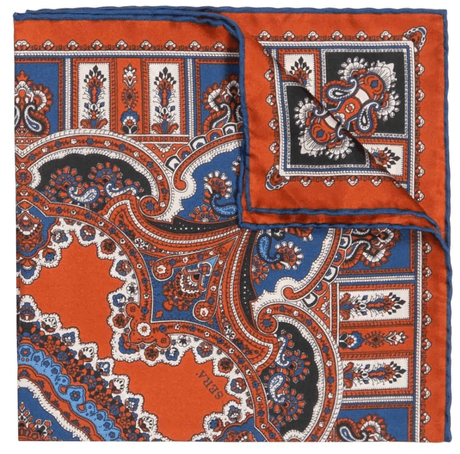 SÉRA- LEATHER BAROLO- SILK POCKET SQUARE