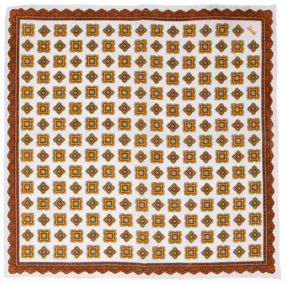 SÉRA- ORANGE ROMBS- LINEN POCKET SQUARE