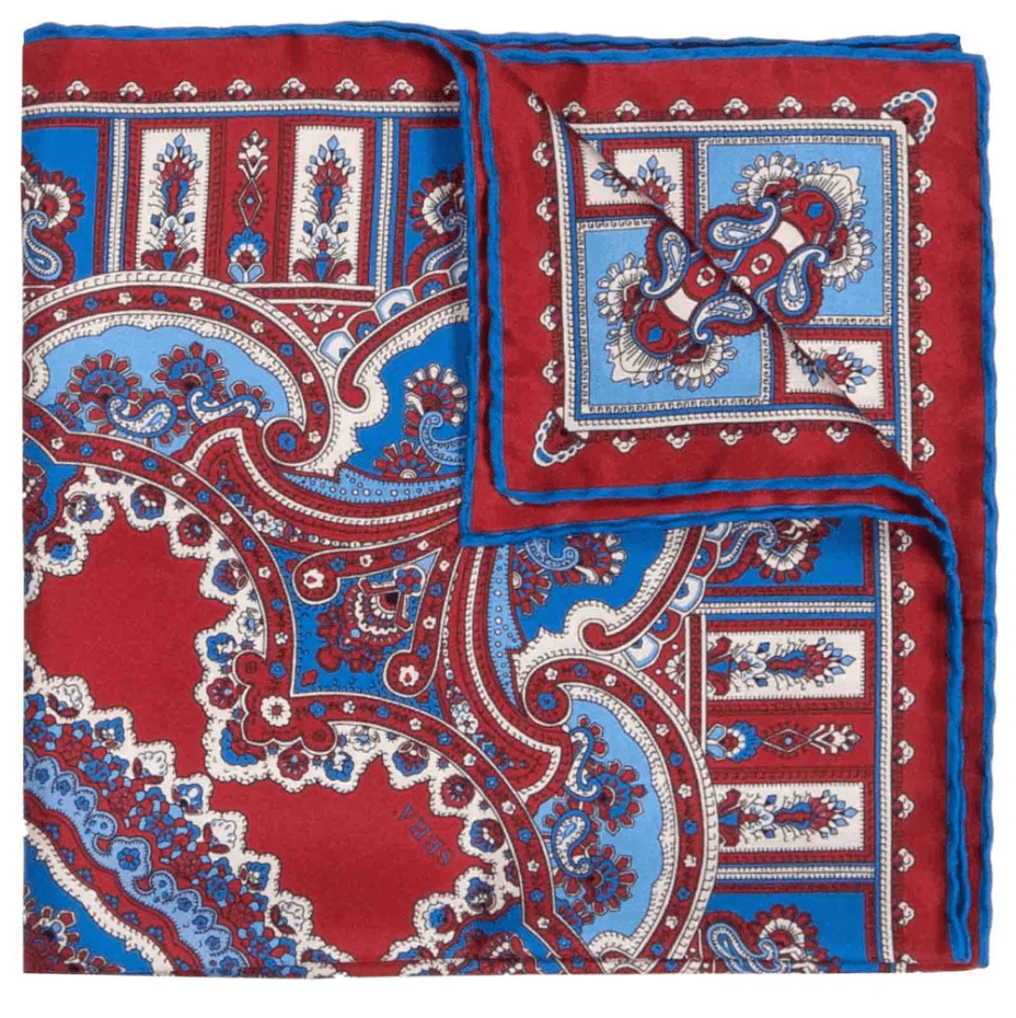 SÉRA- WILD STRAWBERRY BAROLO- SILK POCKET SQUARE