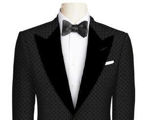 Black Polkadot Applique Tuxedo Jacket