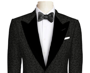 Black Filagree Applique Tuxedo Jacket