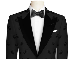 Black Paisely Applique Tuxedo Jacket