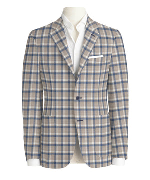 Blue and Taupe Check Jacket