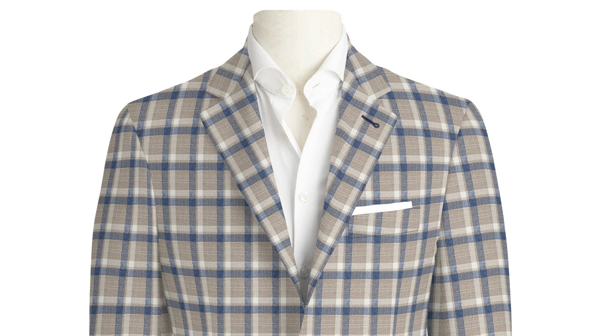 Blue and Taupe Check Jacket