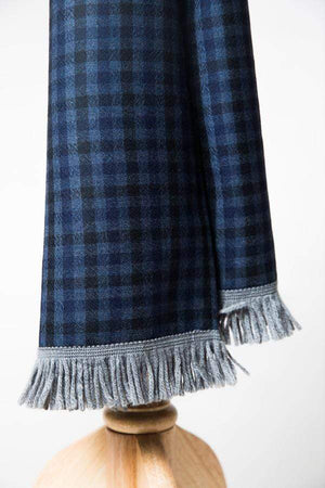 Cashmere and Wool Scarf with Navy and Black checks