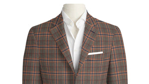 Blue & Orange Check on Brown Super 130's Jacket