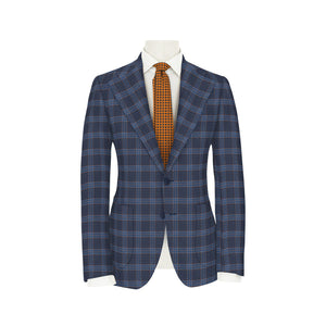 Blue & Orange Check on Denim Blue Super 130's Jacket