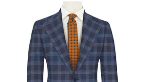 Blue & Orange Check on Denim Blue Super 130's Jacket