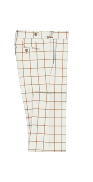 Brown Check on Cream Suit