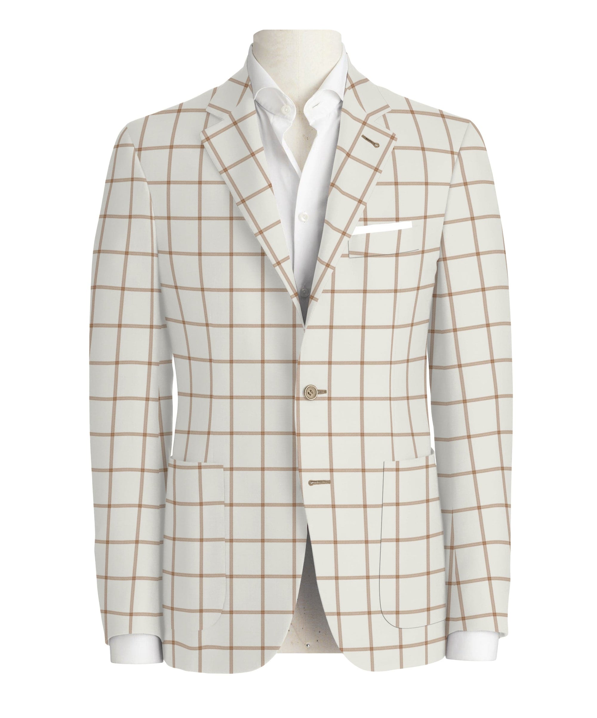 Brown Check on Cream Suit