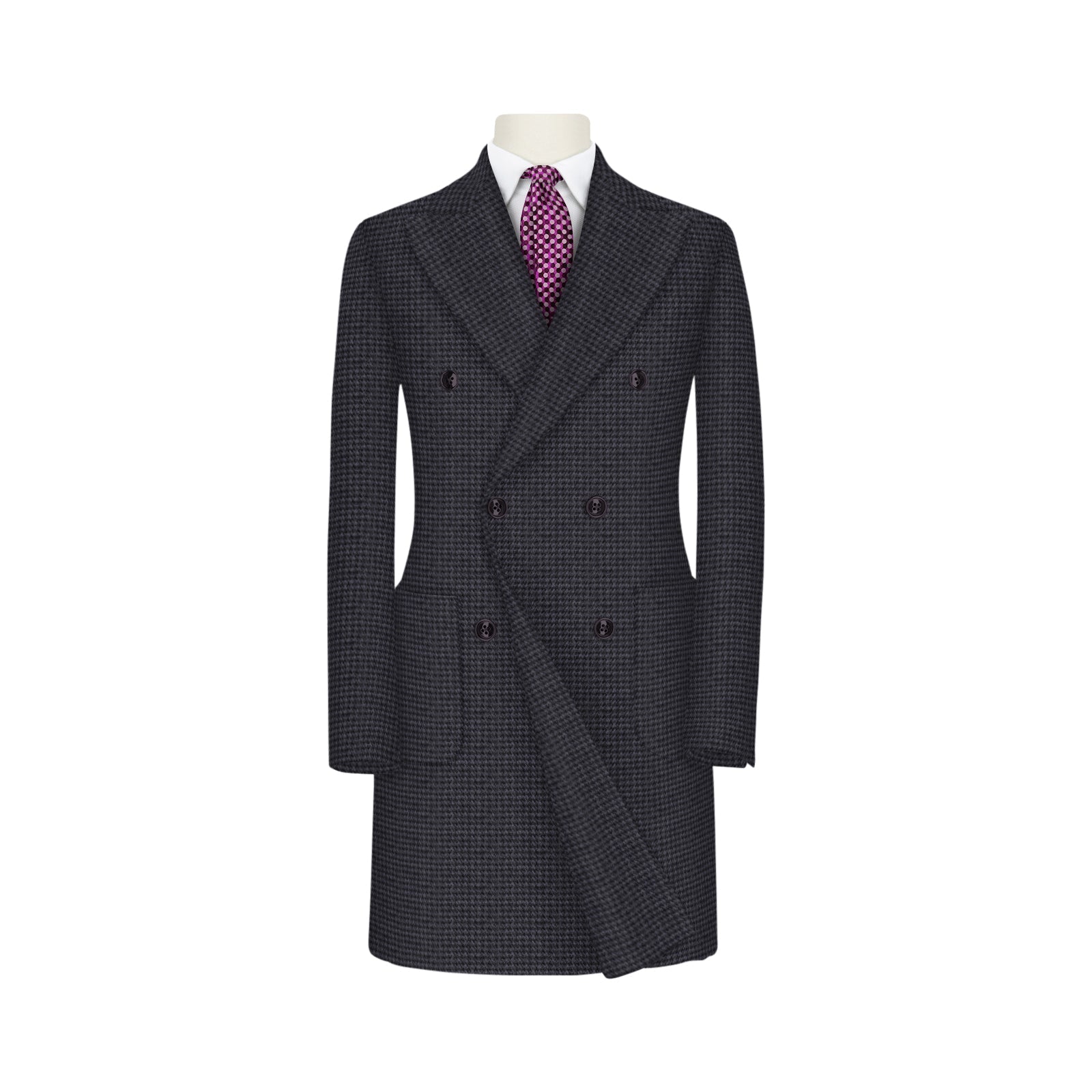Charcoal Grey Houndstooth Overcoat