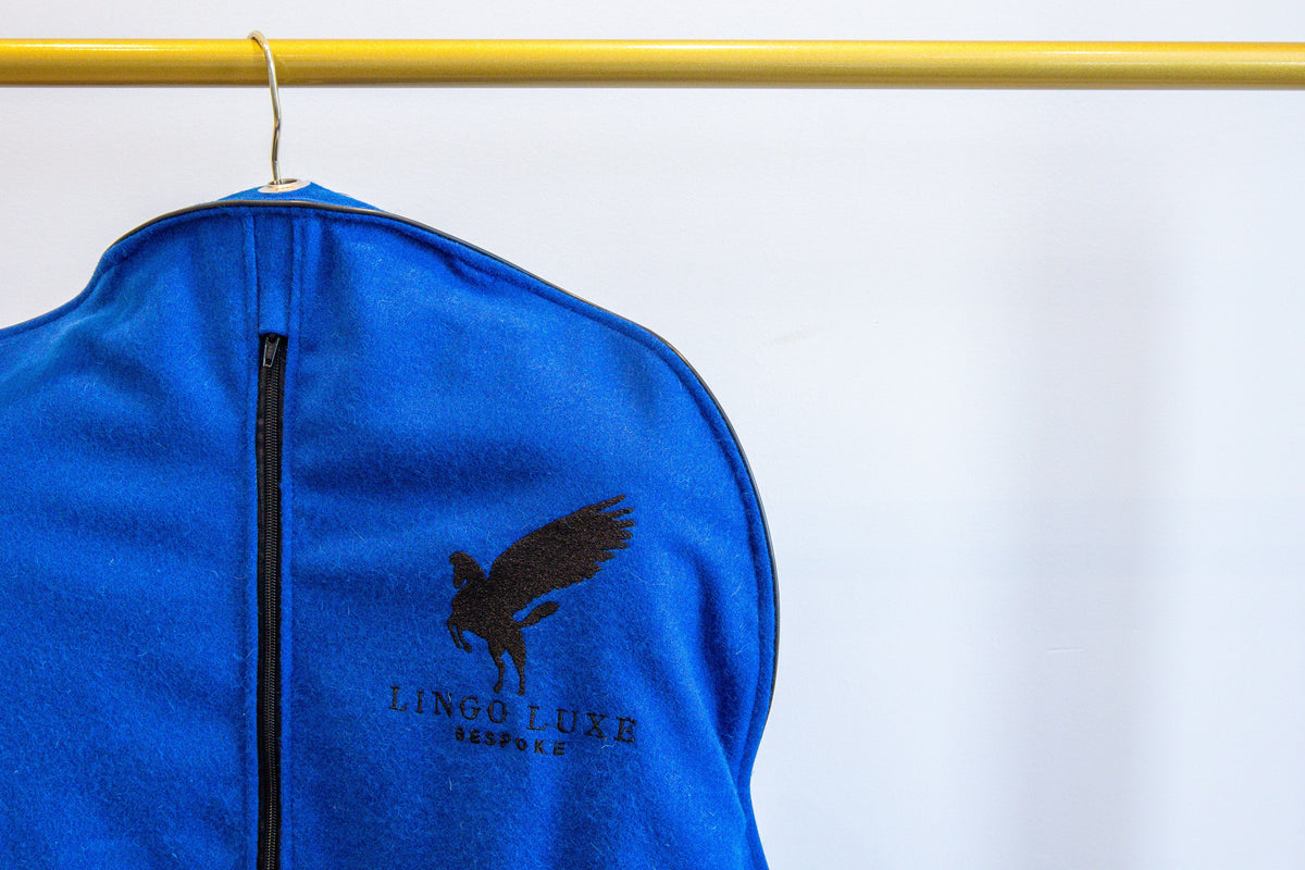 Cobalt Blue Wool Garment Bag