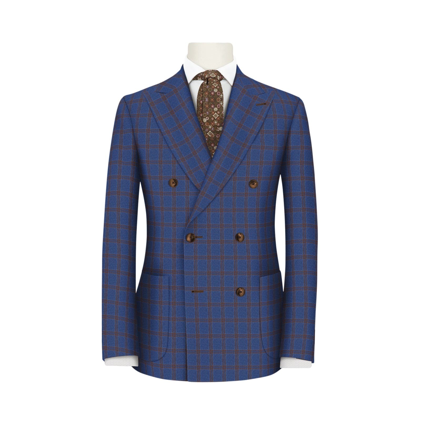 Copper Check on Blue Super 130's Flannel Suit