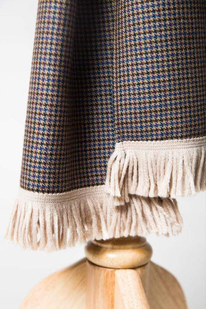 Houndstooth Fawn Mix Wool Scarf-Lingo Luxe Bespoke