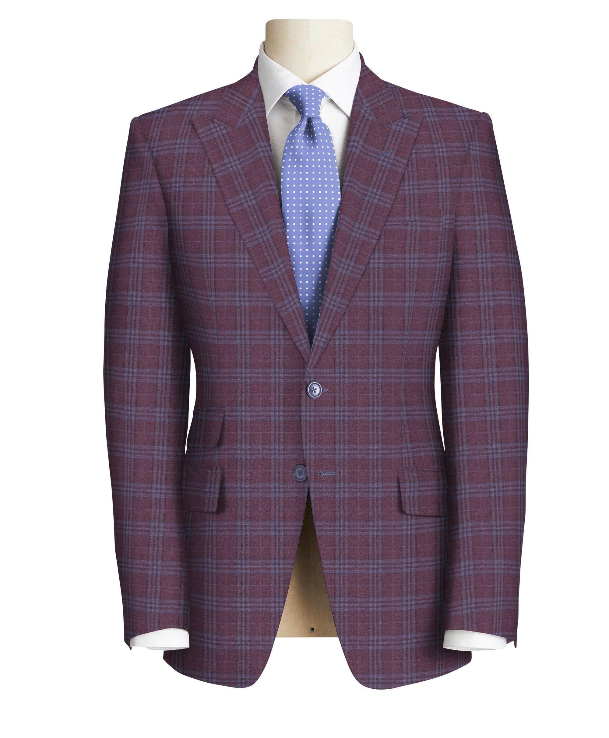 Light Blue Check on Purple Super 130's Suit