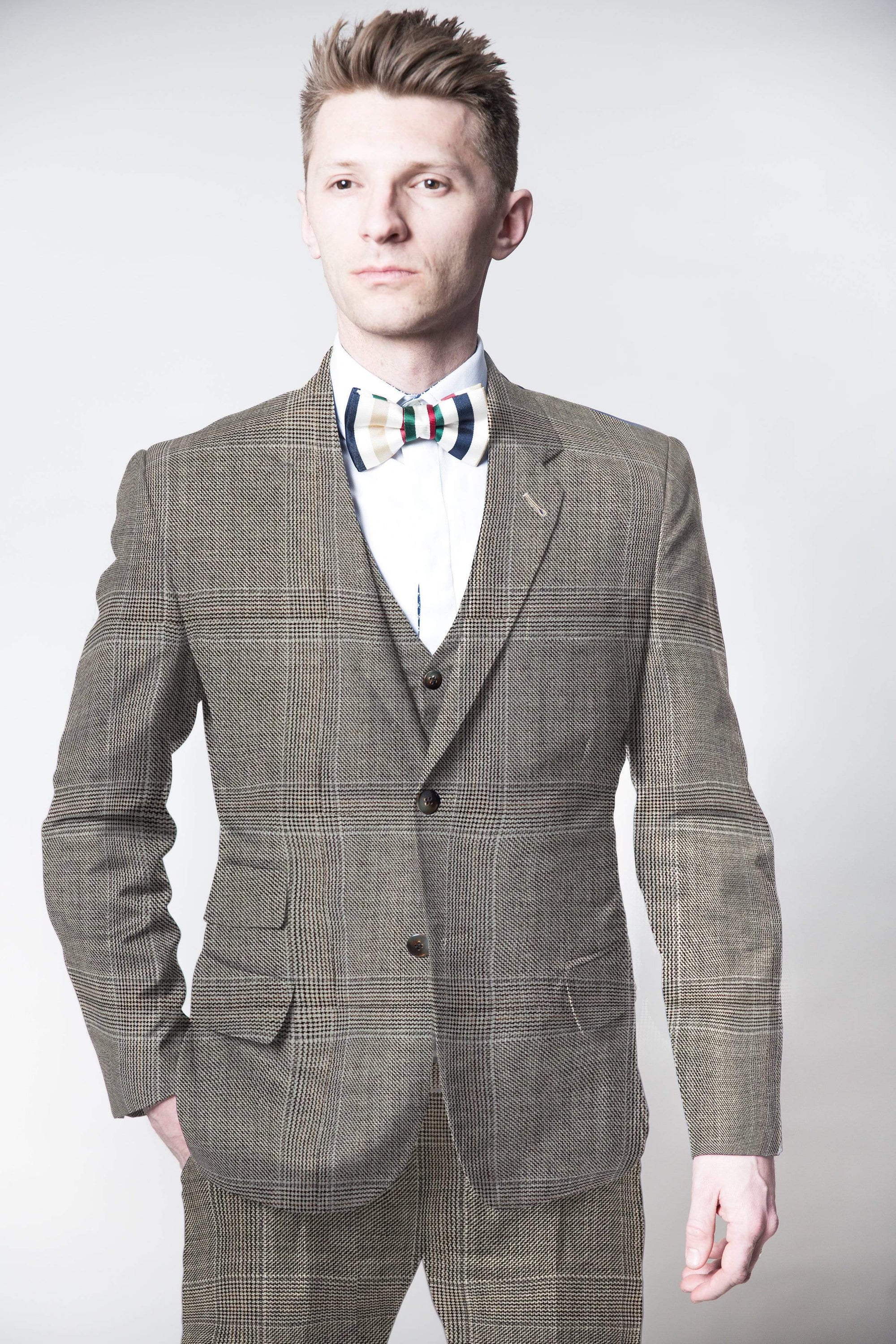 MEN'S 2 PIECE BESPOKE SUIT | LINGO LUXE GREY WITH RUST CHECK-Lingo Luxe Bespoke