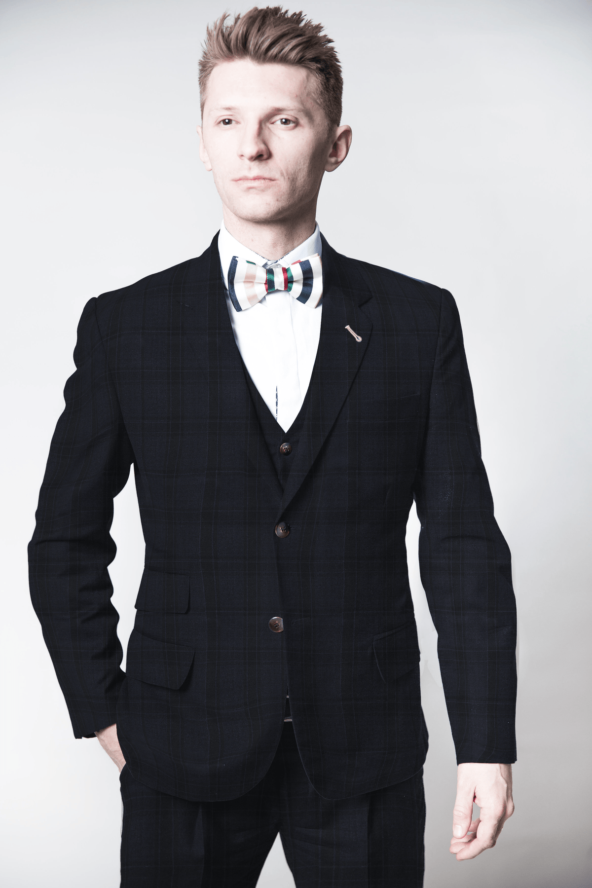 MEN'S 2 PIECE BESPOKE SUIT | LINGO LUXE MIDNIGHT OVERCHECK-Lingo Luxe Bespoke