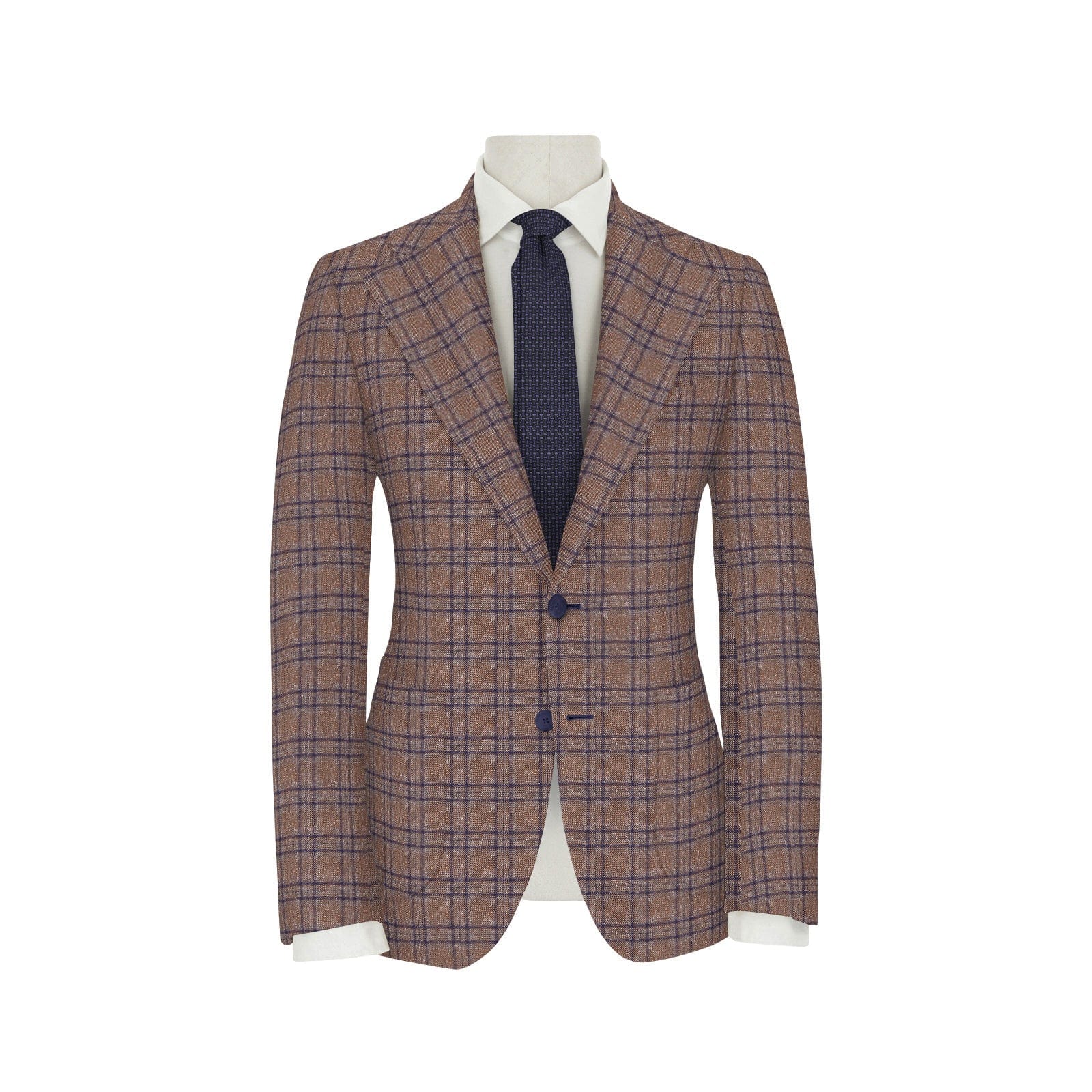 Navy Check on Brown Jacket