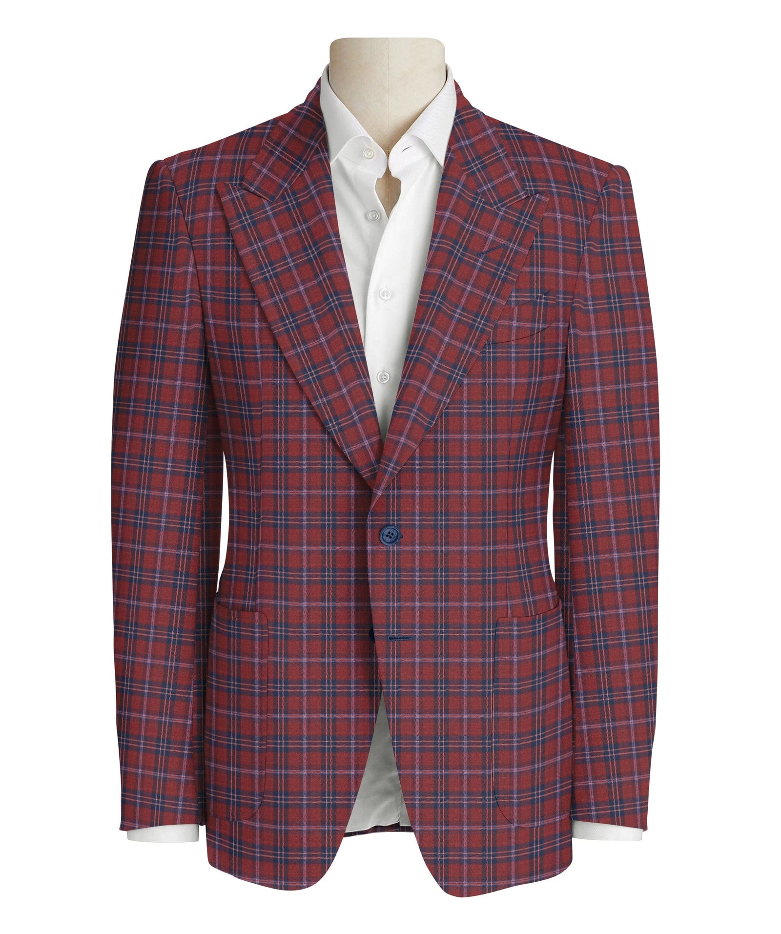 Navy Check on Crimson Red Jacket