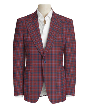 Navy Check on Crimson Red Jacket