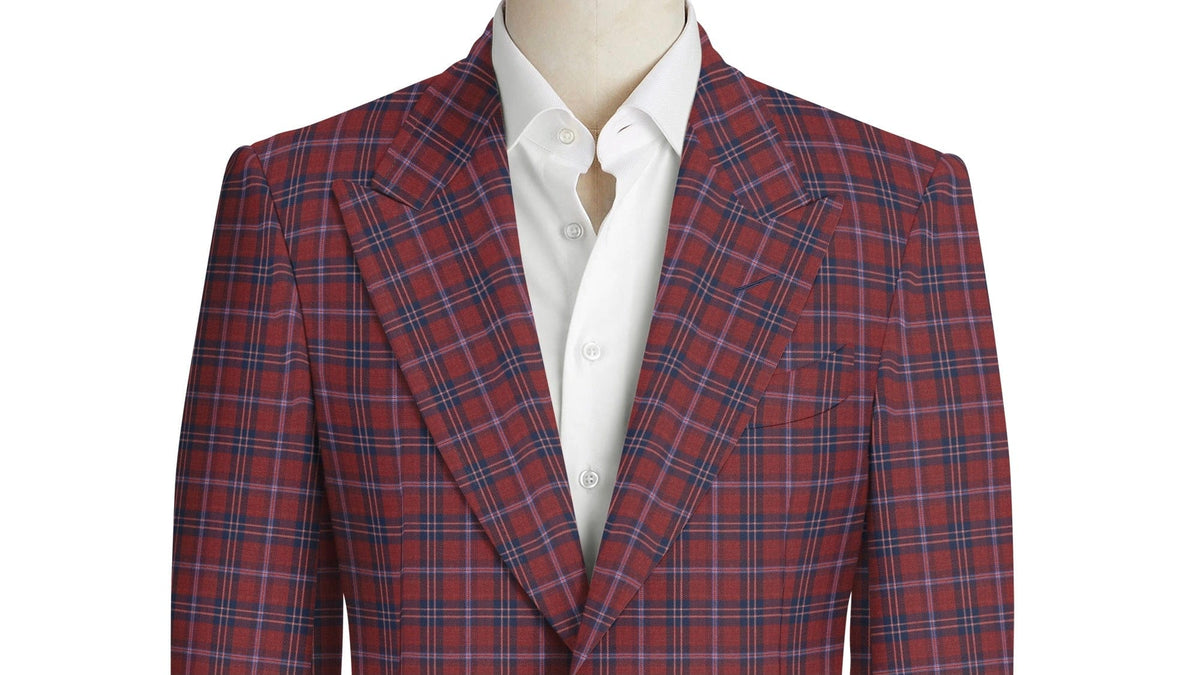 Navy Check on Crimson Red Jacket