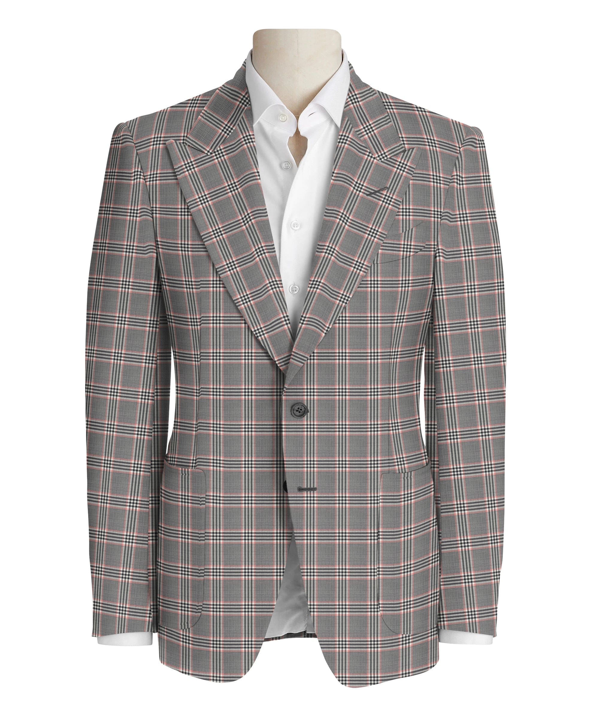 Red & Black Check on Grey Suit