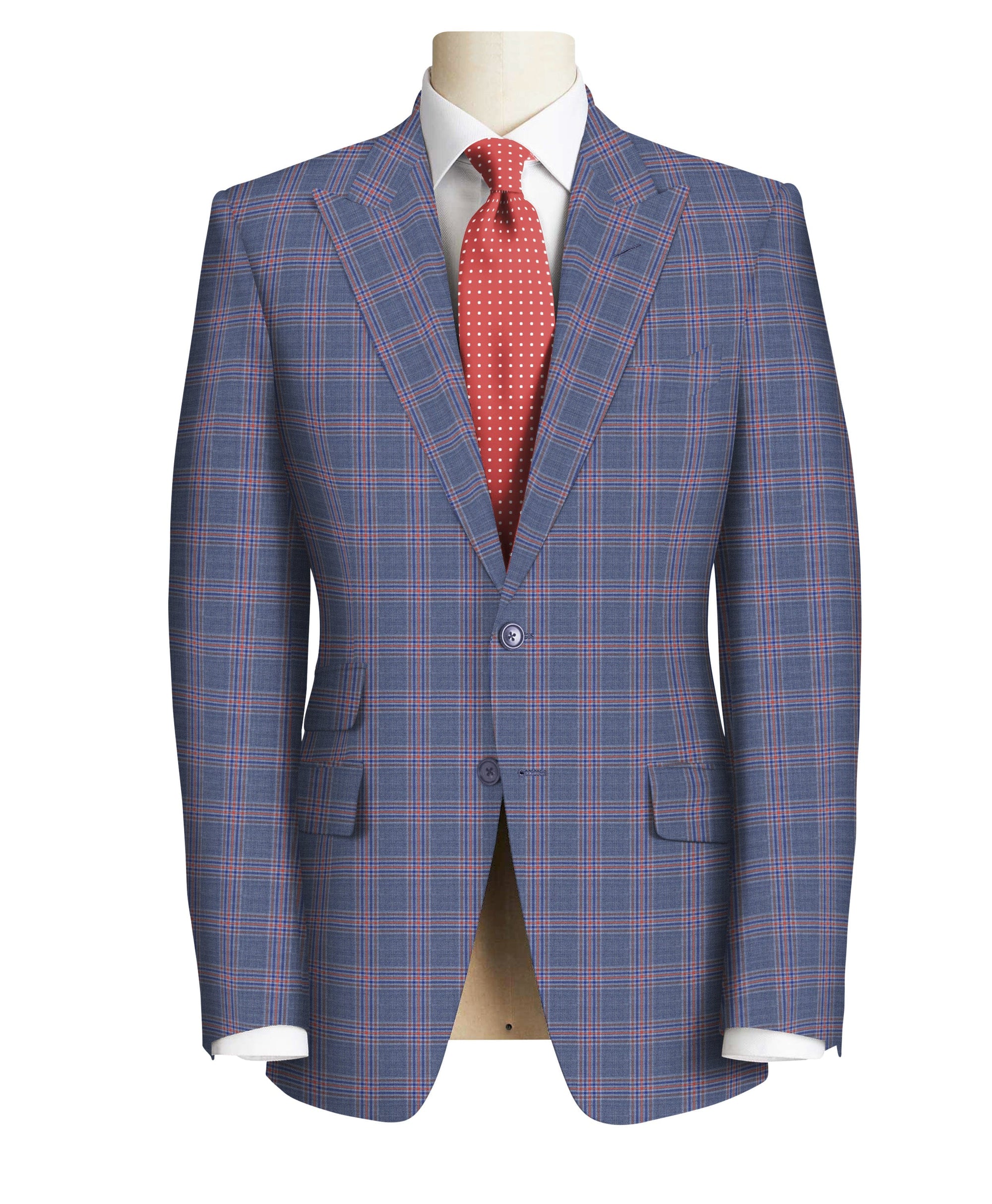 Red Check on Blue Super 130's Suit