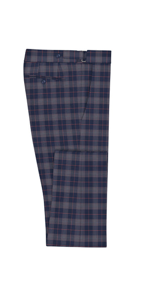 Red Check on Navy Super 130's Suit