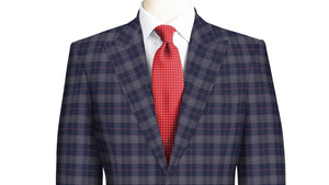 Red Check on Navy Super 130's Suit