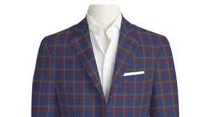 Rust & Taupe Check on Blue Jacket
