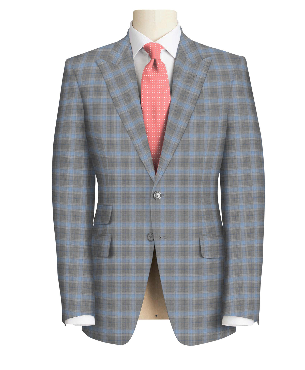Sky Blue Check on Light Grey Super 130's Suit