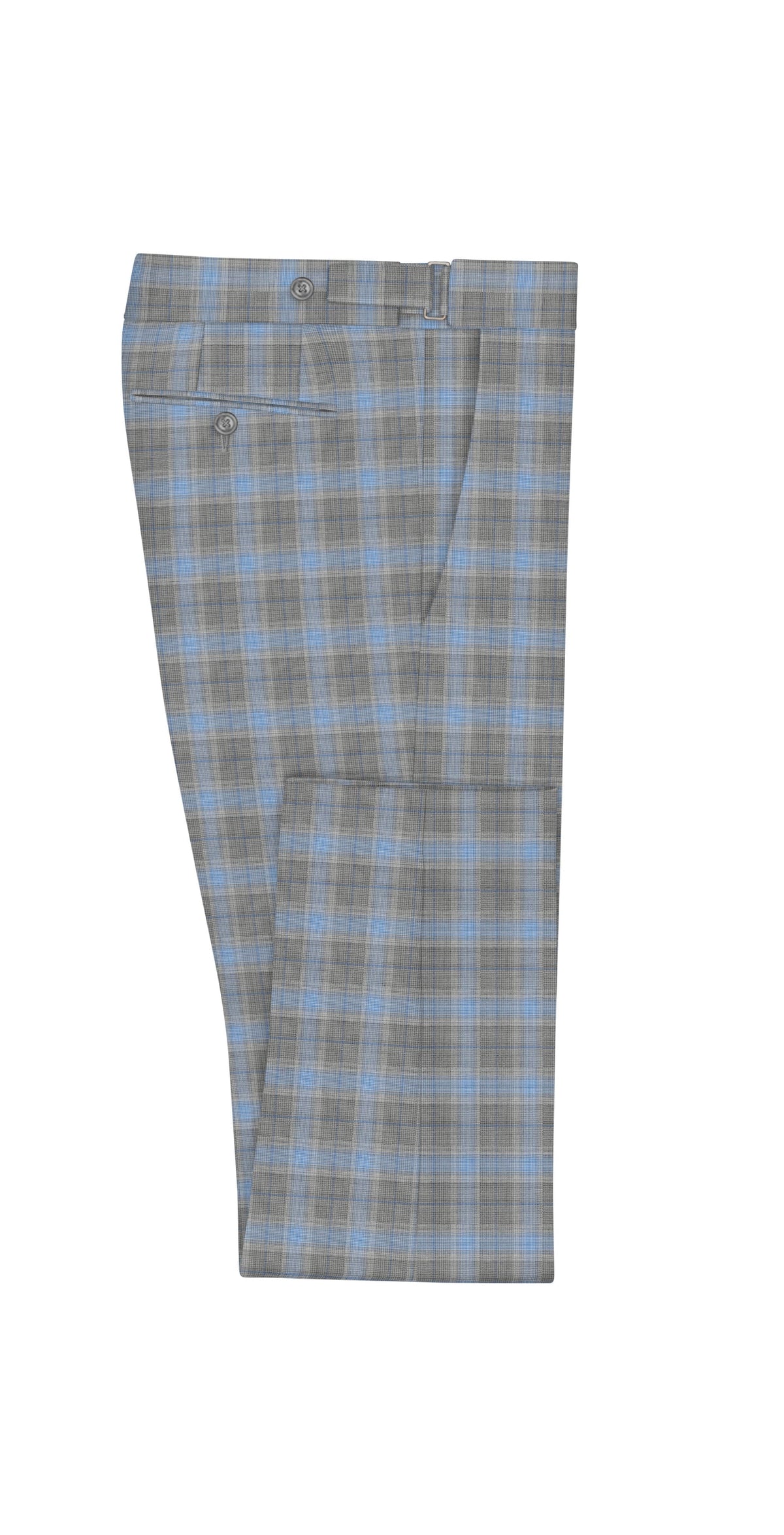 Sky Blue Check on Light Grey Super 130's Suit