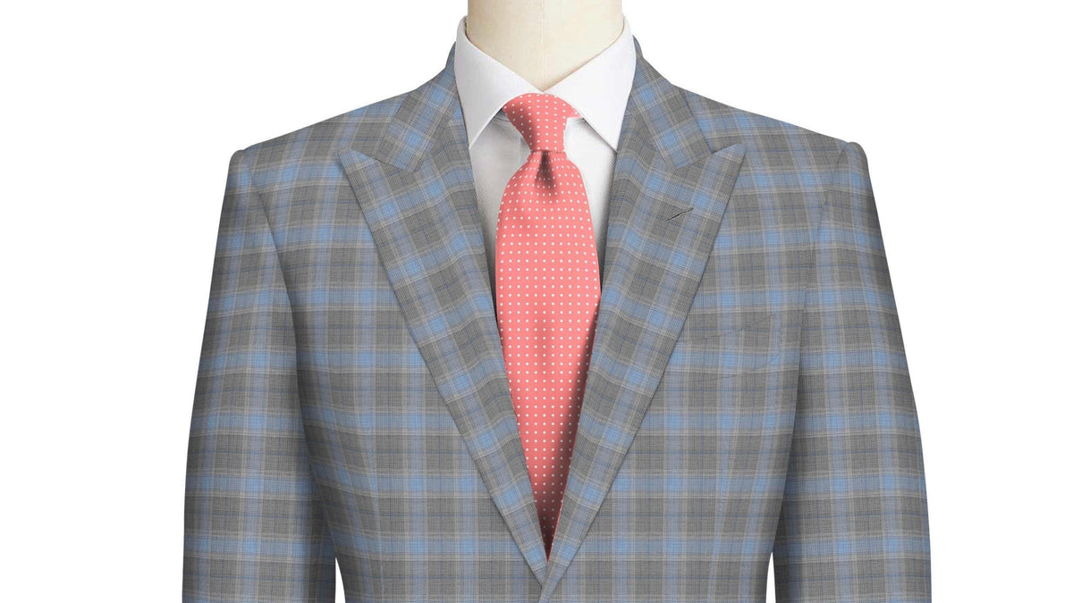 Sky Blue Check on Light Grey Super 130's Suit