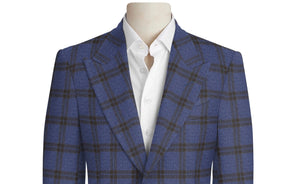 Taupe Check on Blue Super 130's Jacket