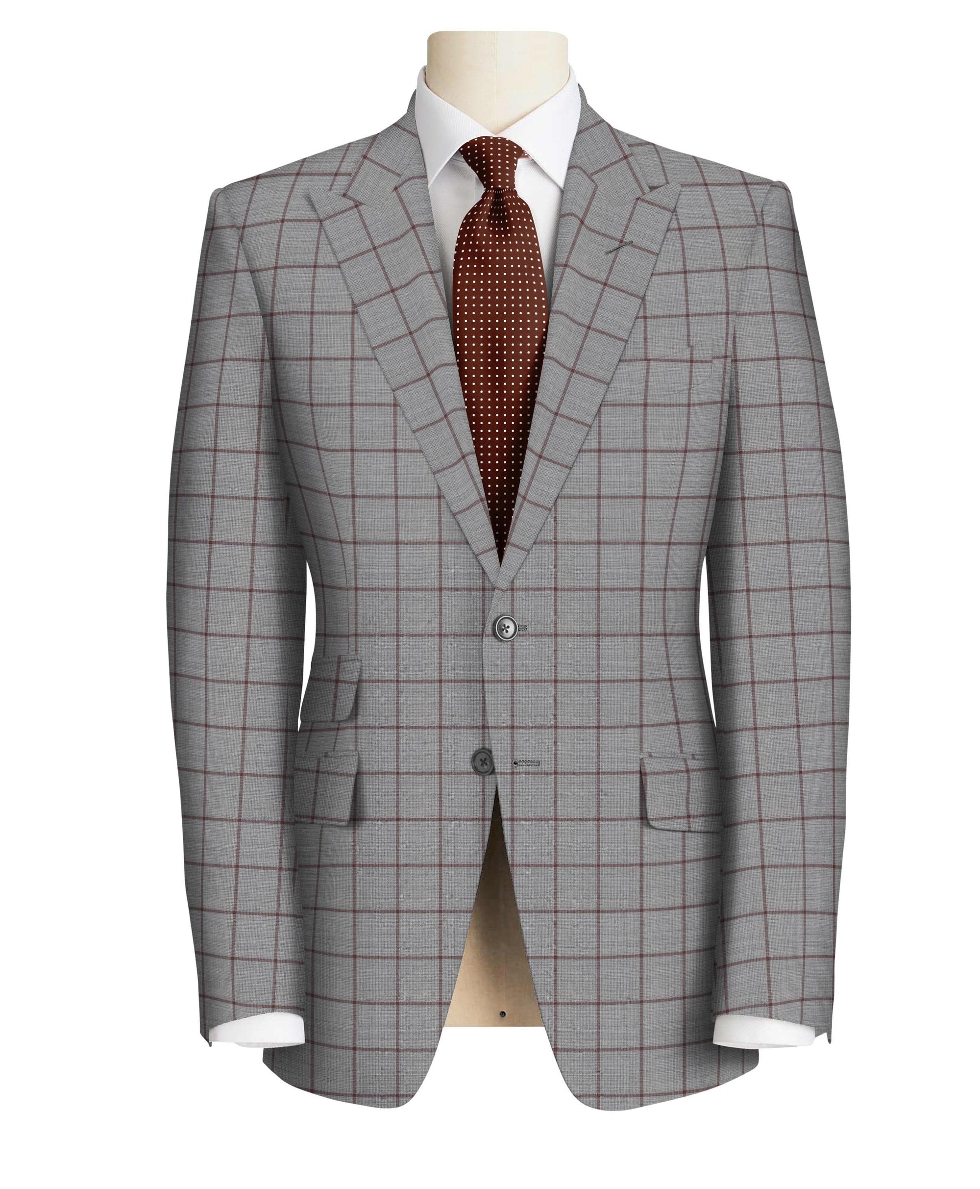 Wine Check on Iron Grey Super 130's Suit