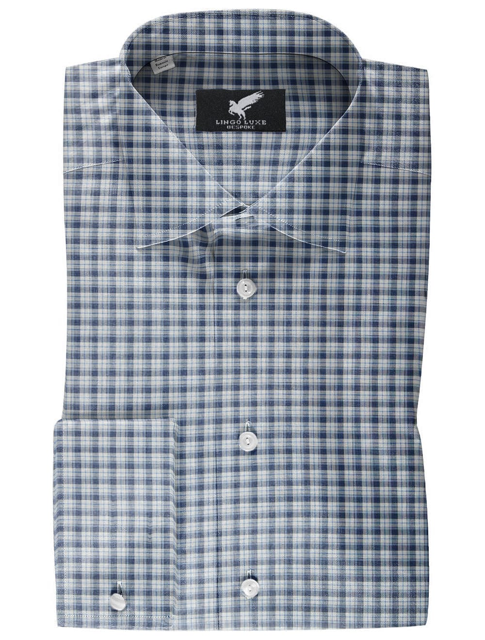 Navy White and Sky Micro Plaid