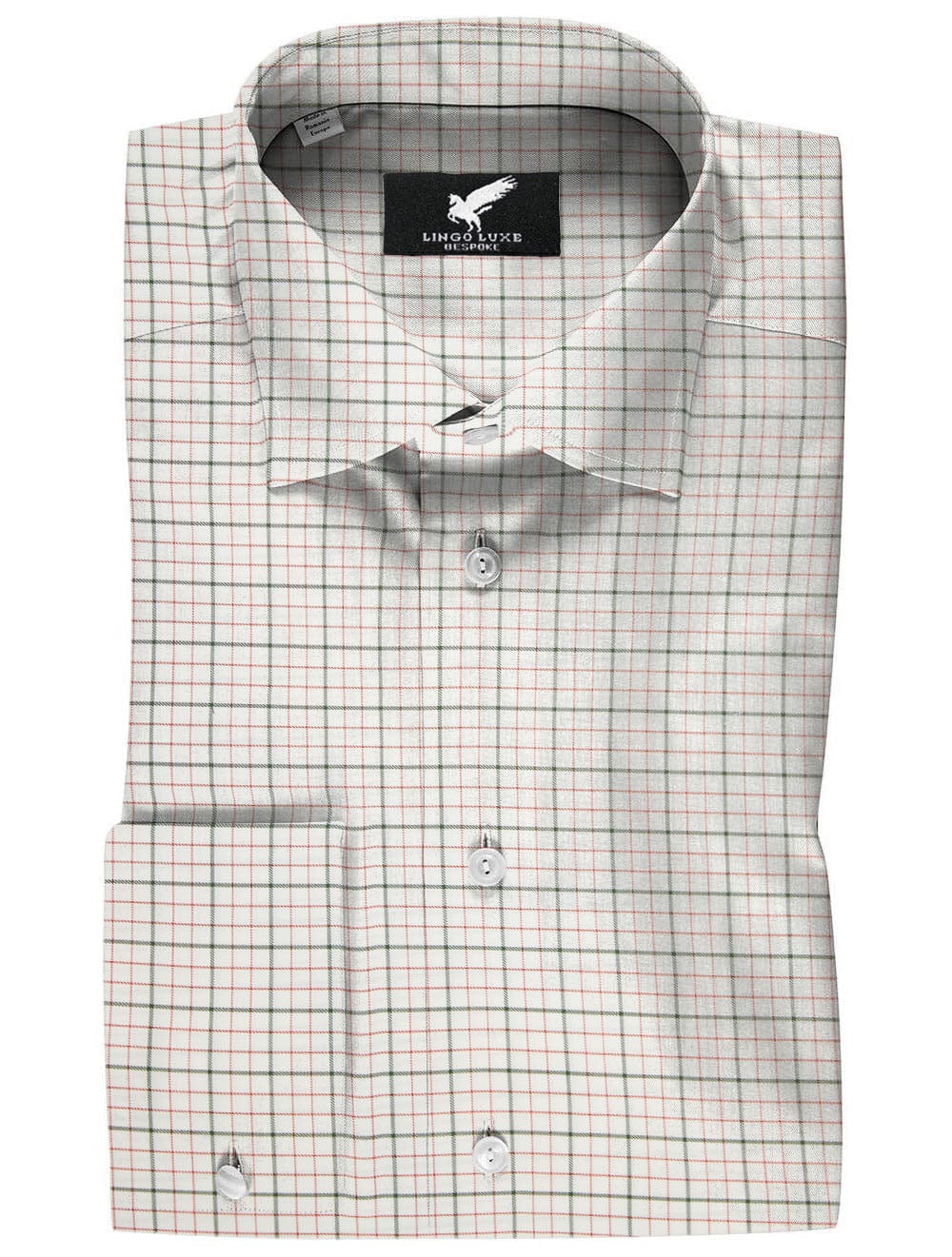 Cream Forest Green and Red Plaid Shirt