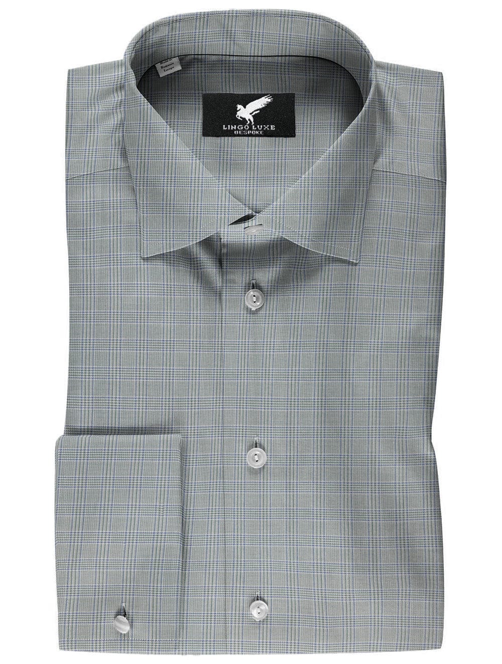 Grey Light Blue and Charcoal Check Shirt